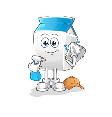 Süt temizleyici vektörü. çizgi film karakteri