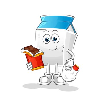 Süt çikolata maskotu yer. çizgi film vektörü