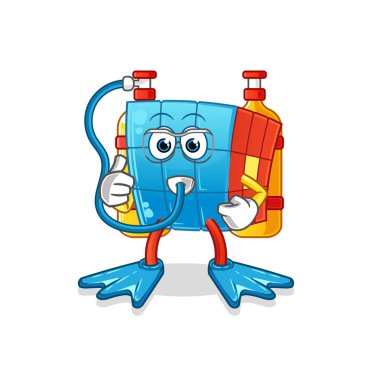 Rubik Küp dalgıcı çizgi filmi. çizgi film maskotu vektörü