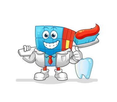 Rubik Küp dişçi illüstrasyonu. karakter vektörü