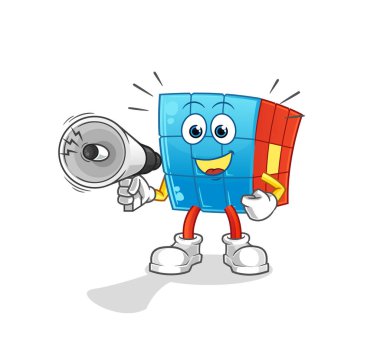 Rubik Küpü hoparlör vektörünü tutuyor. çizgi film karakteri