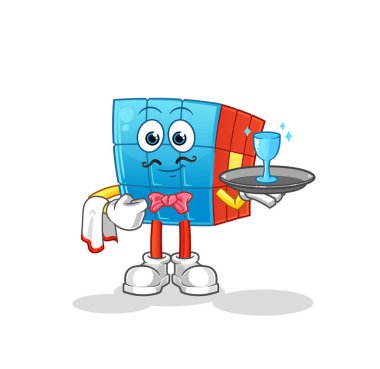 Rubik Küp garson çizgi filmi. çizgi film maskotu vektörü