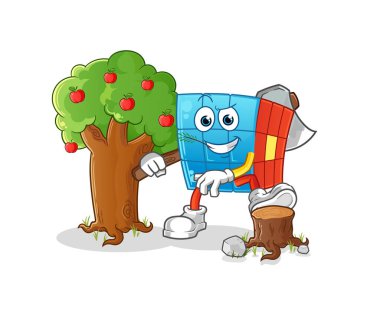 Rubik Küp Marangoz çizimi. karakter vektörü