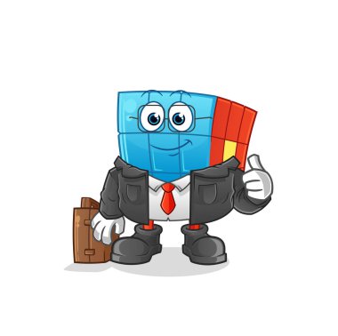 Rubik Küpü ofis çalışanı maskotu. çizgi film vektörü