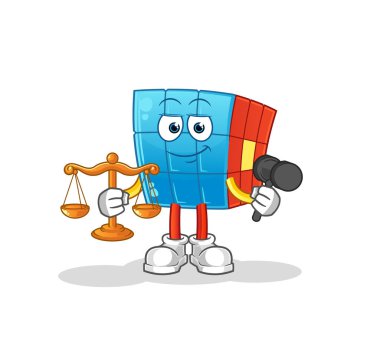 Rubik Küpü 'nün avukat çizgi filmi. çizgi film maskotu vektörü