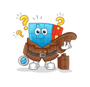 Rubik Küp dedektif vektörü. çizgi film karakteri