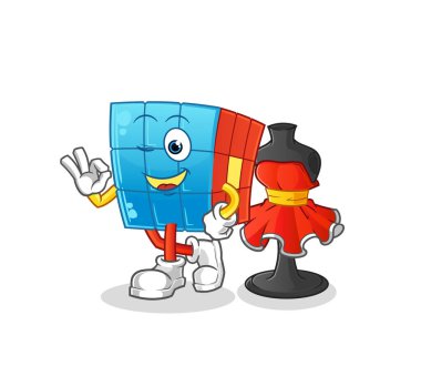Rubik Küpü moda tasarımcısı vektörü. çizgi film karakteri