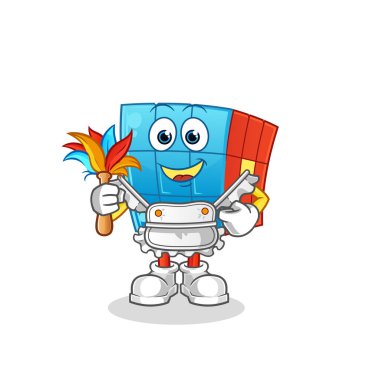 Rubik Küp Hizmetçi Maskotu. çizgi film vektörü