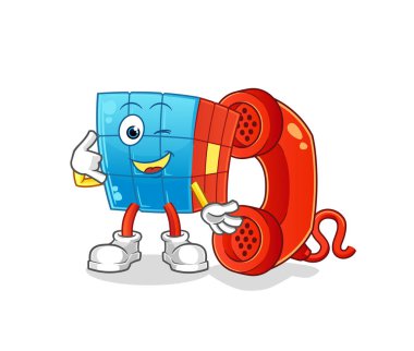 Rubik Küpü 'nün maskotu. çizgi film vektörü