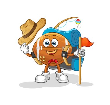 Ragbi topu izci vektörü. çizgi film karakteri