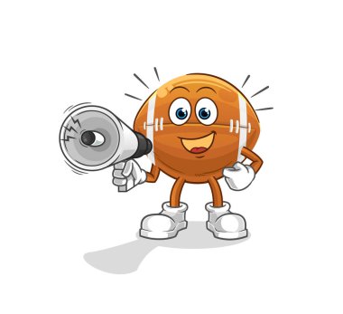 Rugby topu hoparlör vektörünü tutuyor. çizgi film karakteri