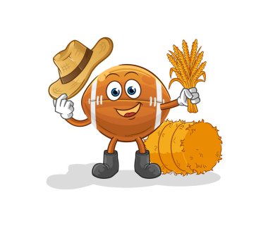 Ragbi topu çiftçisi maskotu. çizgi film vektörü