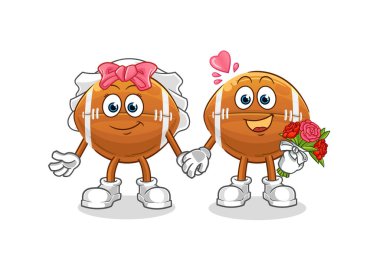 Ragbi topu düğün çizgi filmi. çizgi film maskotu vektörü