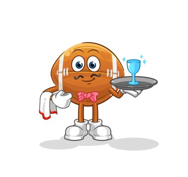 Ragbi topu garsonu çizgi filmi. çizgi film maskotu vektörü