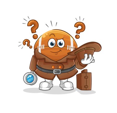 Ragbi topu dedektifi vektörü. çizgi film karakteri