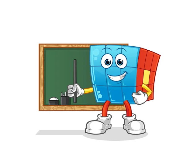 Rubik Cube Lehrer Vektor Zeichentrickfigur — Stockvektor