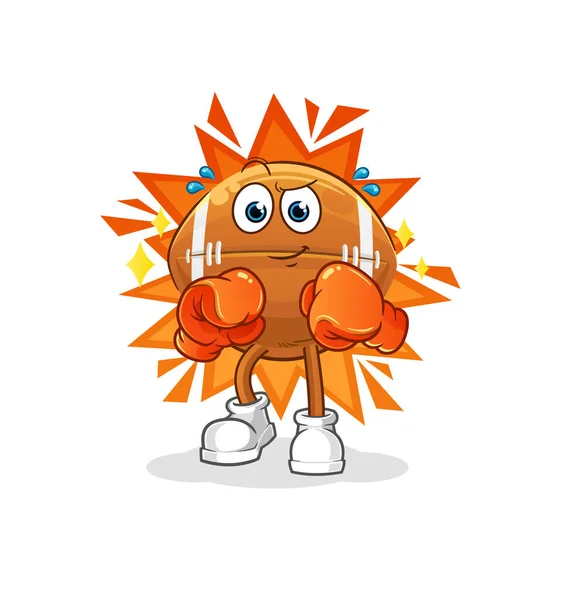 Personnage Boxeur Ballon Rugby Vecteur Mascotte Dessin Animé — Image vectorielle