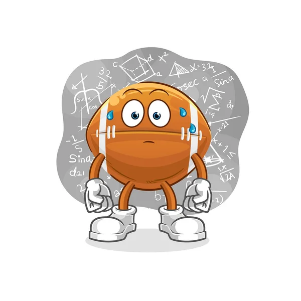 Rugby Ball Thinking Hard Vector Cartoon Character — Stock Vector