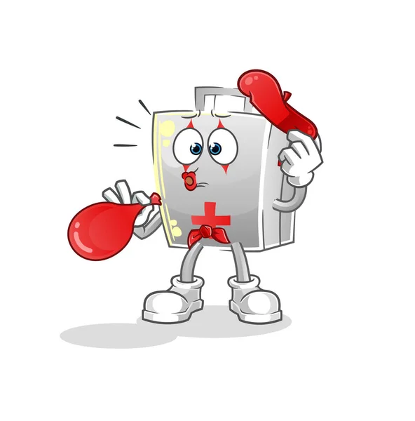 急救箱 气囊吹气球 卡通吉祥物载体 — 图库矢量图片
