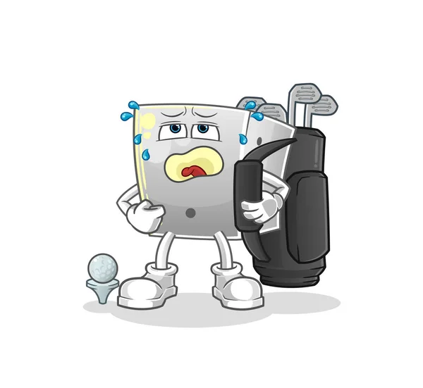 有高尔夫球具的骰子 卡通吉祥物载体 — 图库矢量图片
