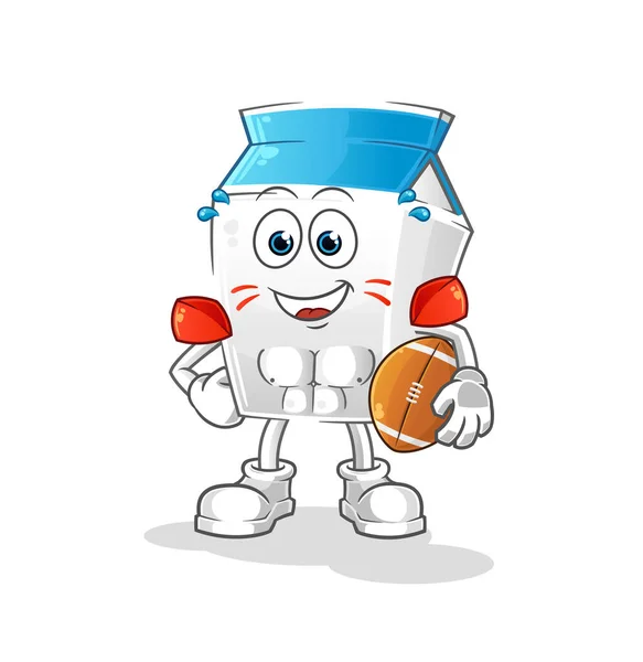 Milk Playing Rugby Character Cartoon Mascot Vector — Stock Vector