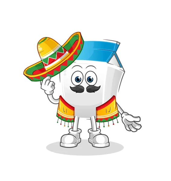 Leche Cultura Bandera Mexicana Vector Mascota Dibujos Animados — Archivo Imágenes Vectoriales