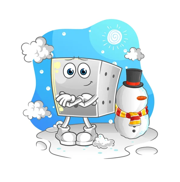 Dice Cold Winter Character Cartoon Mascot Vector — Stock Vector