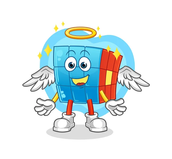 Rubik Cube Angel Wings Vector Cartoon Character — Stock Vector