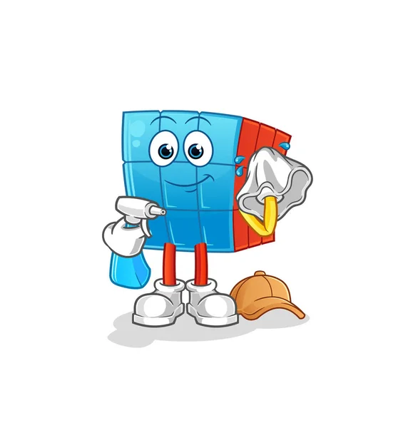 Rubik Cube Cleaner Vector Cartoon Character — Stock Vector