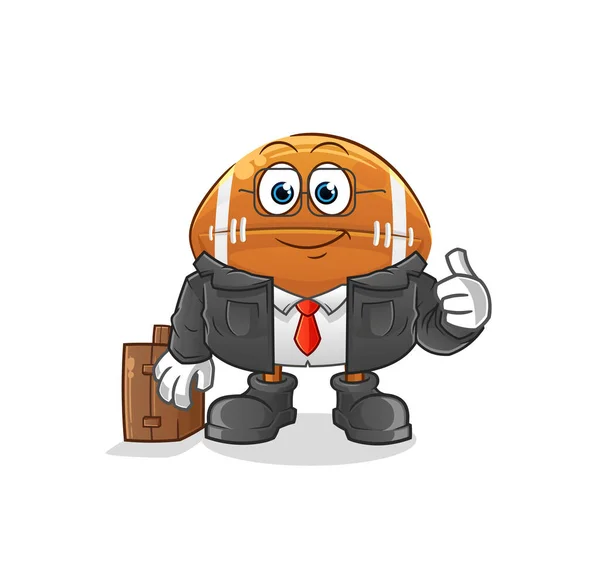 Mascota Trabajadora Rugby Ball Office Vector Dibujos Animados — Vector de stock