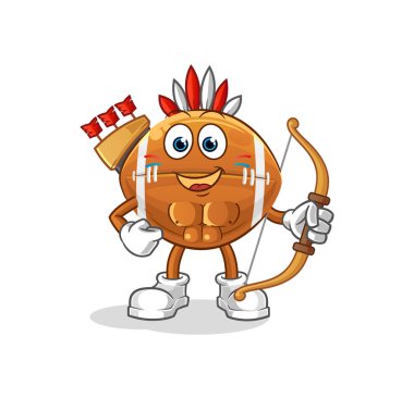 Ragbi topu yerli Amerikan kabilesi. çizgi film maskotu vektörü