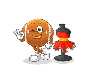 Rugby topu moda tasarımcısı vektörü. çizgi film karakteri