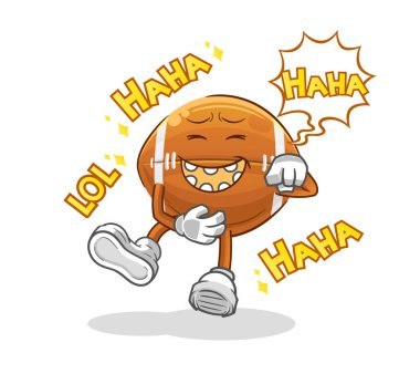 Rugby topu Yüksek Sesli Kahkaha karakteri. çizgi film maskotu vektörü