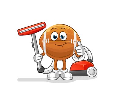 Rugby topu süpürgeyle temizlendi. karakter vektörü