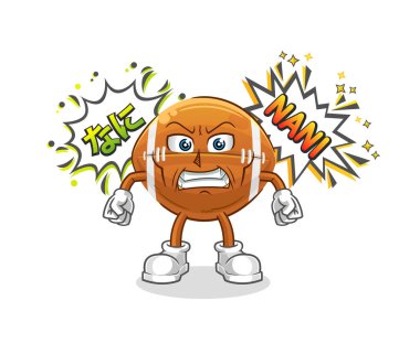 ragbi topu anime kızgın vektörü. çizgi film karakteri