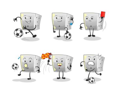 zar futbol grubu karakteri. çizgi film maskotu vektörü