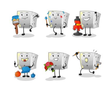 zar sanatçısı grup karakteri. çizgi film maskotu vektörü