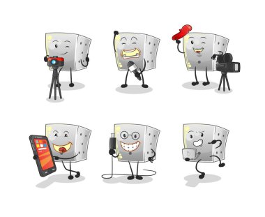 zar teknolojisi grubu karakteri. çizgi film maskotu vektörü