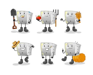 Zar çiftçisi grup karakteri. çizgi film maskotu vektörü