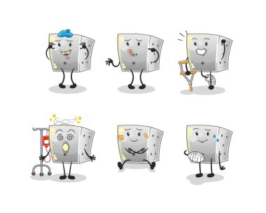 Zar hastası grup karakteri. çizgi film maskotu vektörü