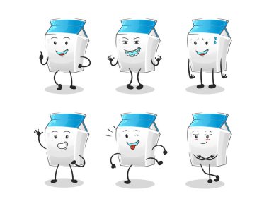 Süt mutluluk veren bir karakter. çizgi film maskotu vektörü