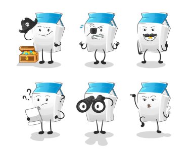 Süt Korsanı grubu karakteri. çizgi film maskotu vektörü
