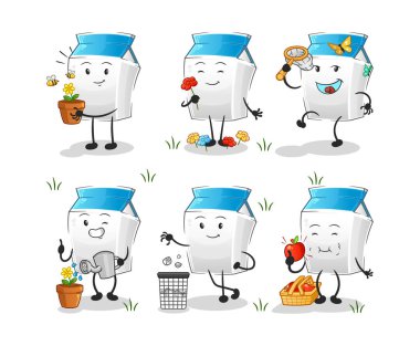 Süt dünyayı kurtarır. çizgi film maskotu