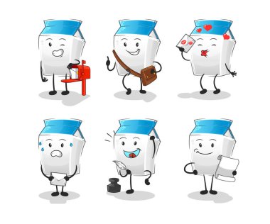 Süt postacısının karakteri. çizgi film maskotu vektörü
