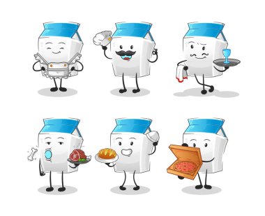 Süt lokantası karakteri. çizgi film maskotu vektörü