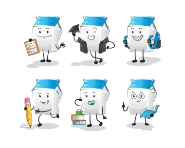 Süt eğitimi karakterini belirler. çizgi film maskotu vektörü