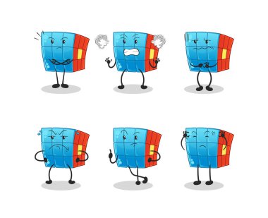 Rubik Küpü öfkeli grup karakteri. çizgi film maskotu vektörü