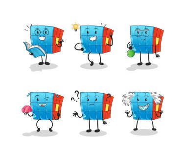 Rubik Küpü 'nün düşünce grubu karakteri. çizgi film maskotu vektörü