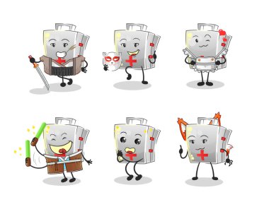 İlk yardım çantası Japon kültür grubu karakteri. maskot vektörü