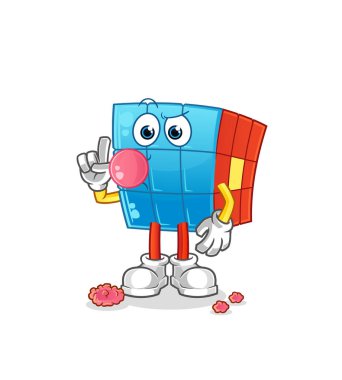 Rubik Küpü sakız çiğneme vektörü. çizgi film karakteri